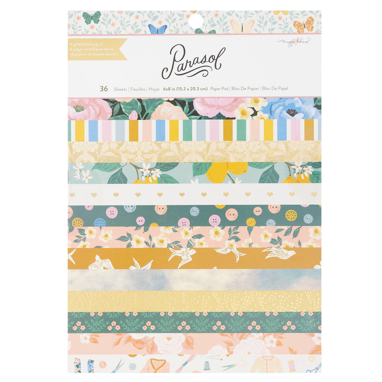 American Crafts Maggie Holmes Parasol Single-Sided Paper Pad, 6" x 8"